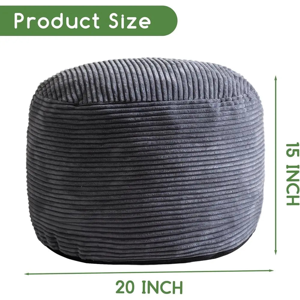 Round Storage Ottoman with Plush Filling, 20 X 15
