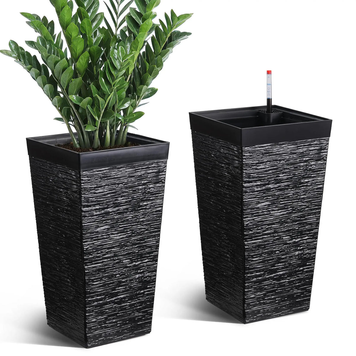 22.5'' Tall Planters Set Of 2, Self Watering Outdoor Indoor Planter Pots