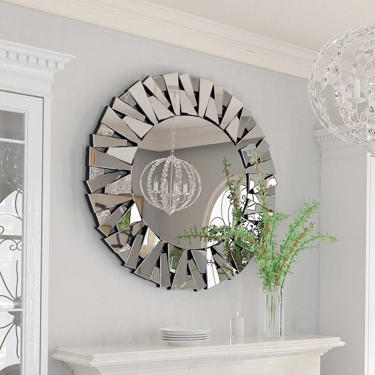 32" Wall Mirrors Decorative Round Sunburst Mirror