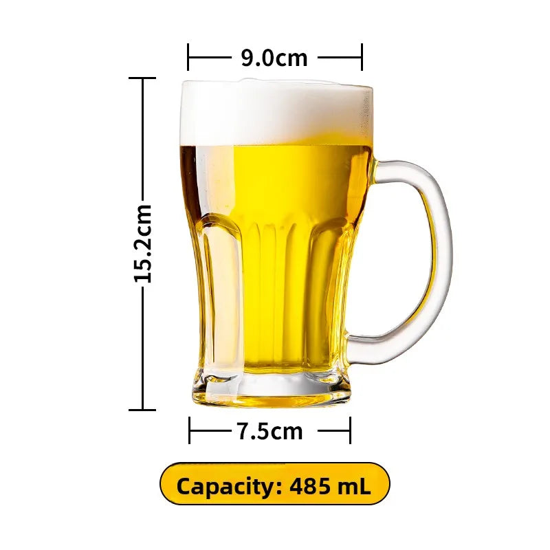 Large Capacity Beer Glass with Handle High End Glass Drinking Cup