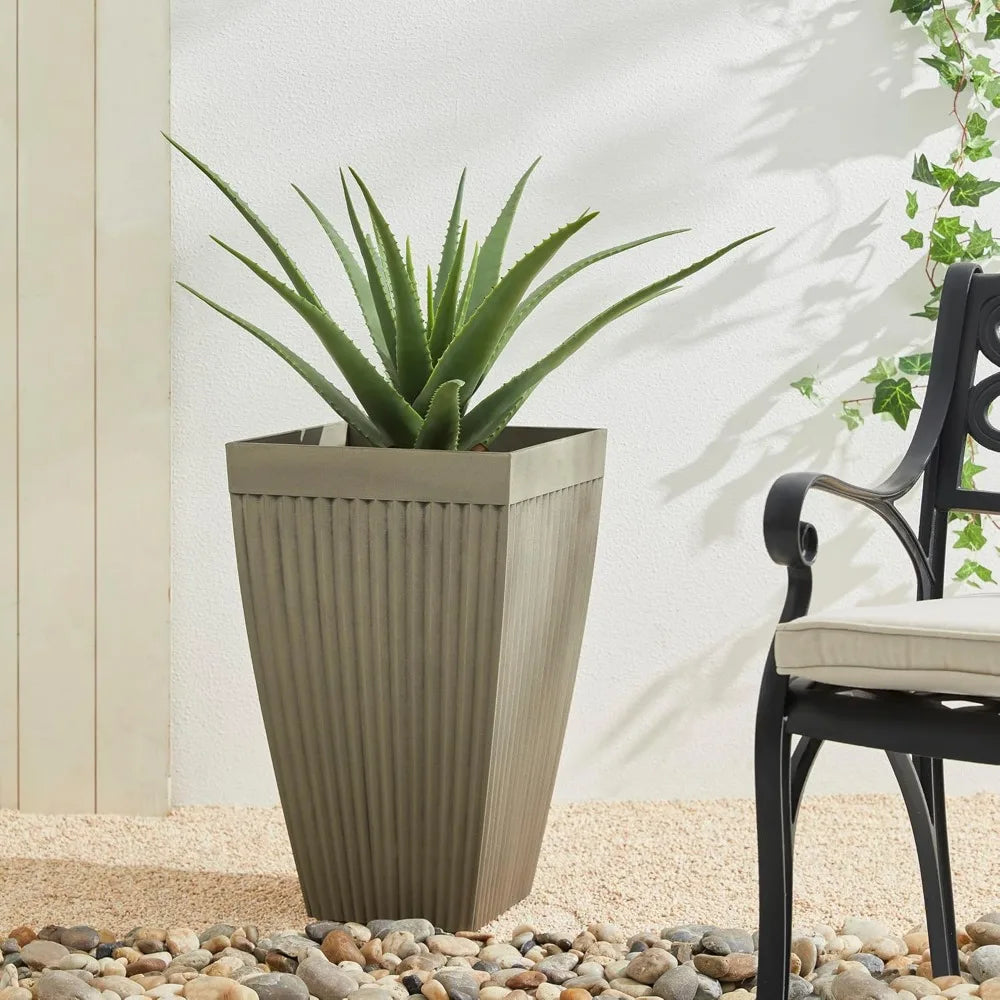 2 Garden Planter Pots 23" H Large, Drainage Hole