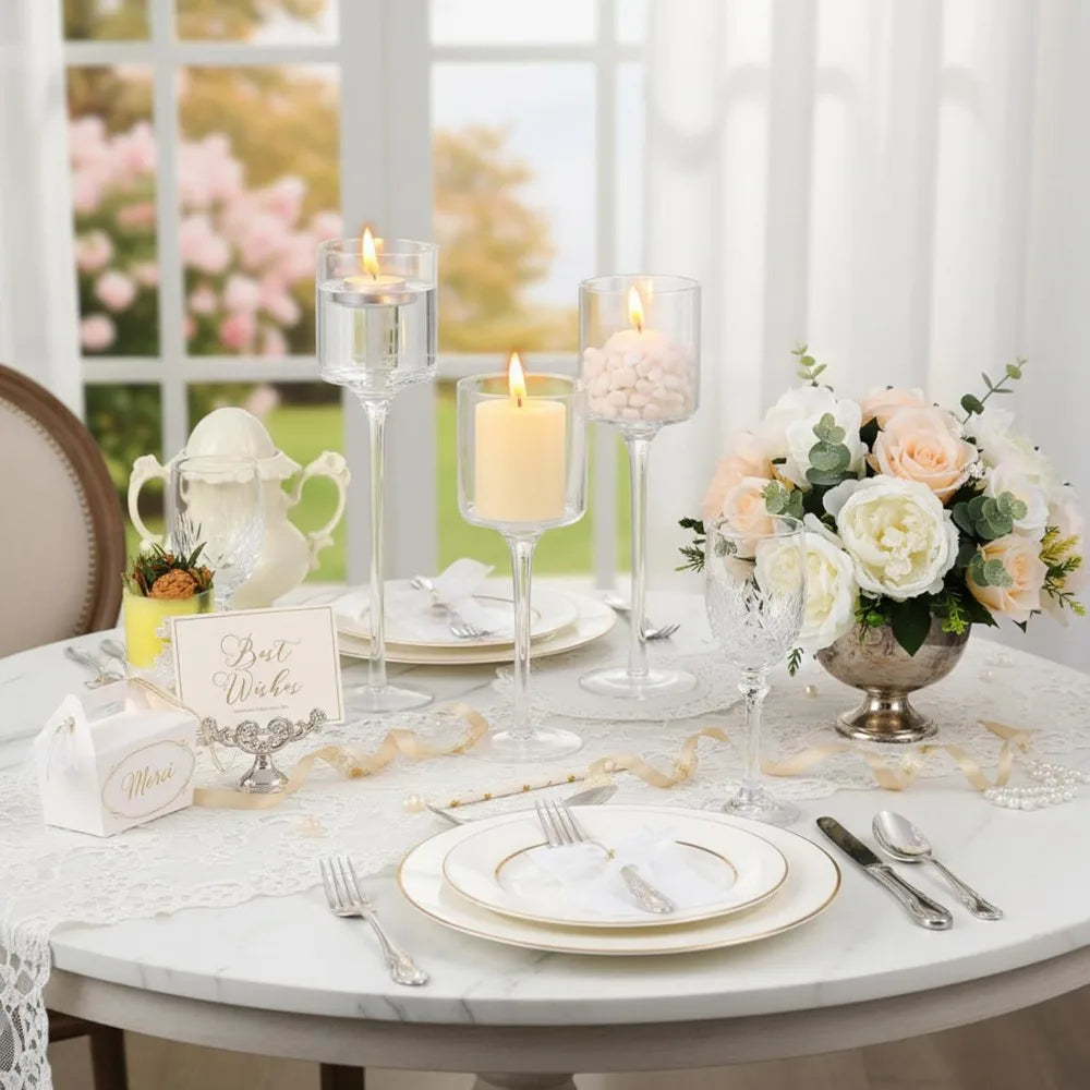 36 Pcs Tall Glass Candle Holder Clear Tea Light Candle Floating Holder