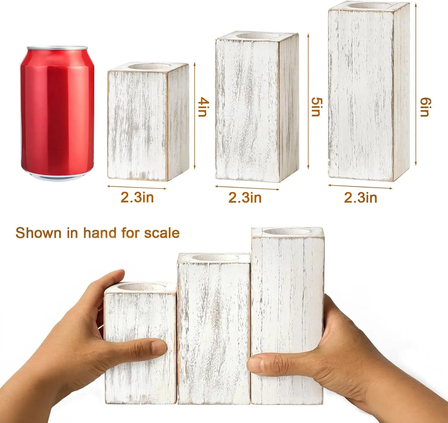 White Farmhouse Candle Holder with Flameless LED Candles F