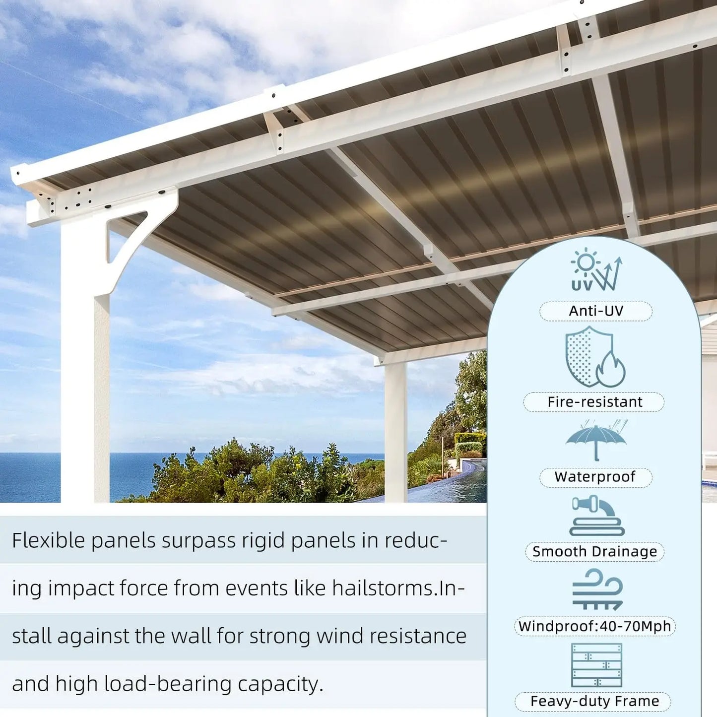 16' X 10' Gazebo White Outdoor Pergola for Patio