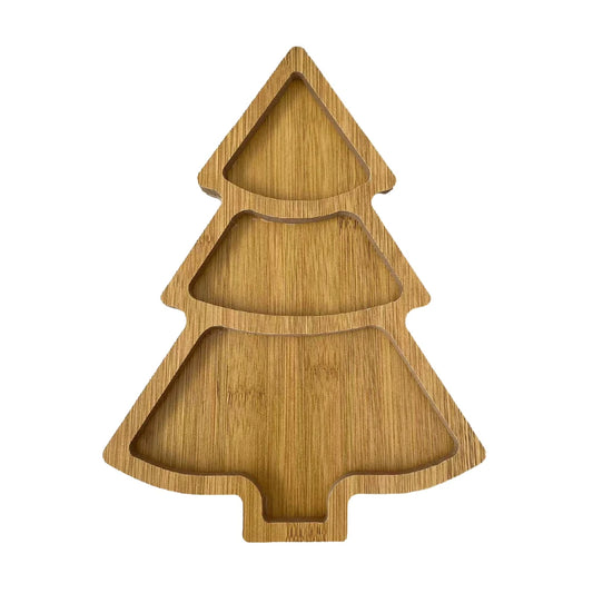 Wooden Serving Tray Santa Tree Shape Sushi Plate Charcuterie