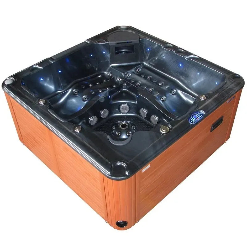 4 Person Outdoor Whirlpool Spa Hot Tub Massage Bathtub Acrylic Jacuzzi with 37 Jets Bluetooth Audio for Home Leisure