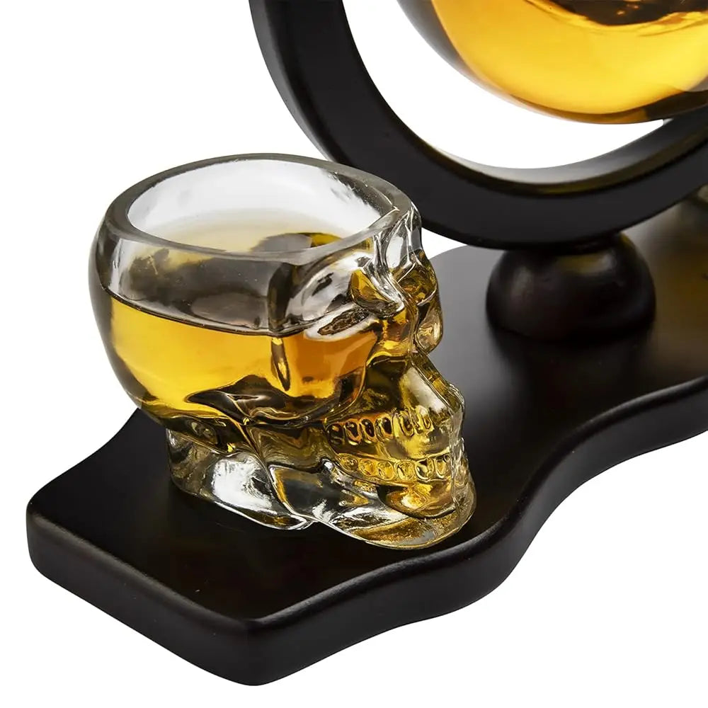 Skull Skeleton Wine & Whiskey Globe Decanter Set - 850 Ml
