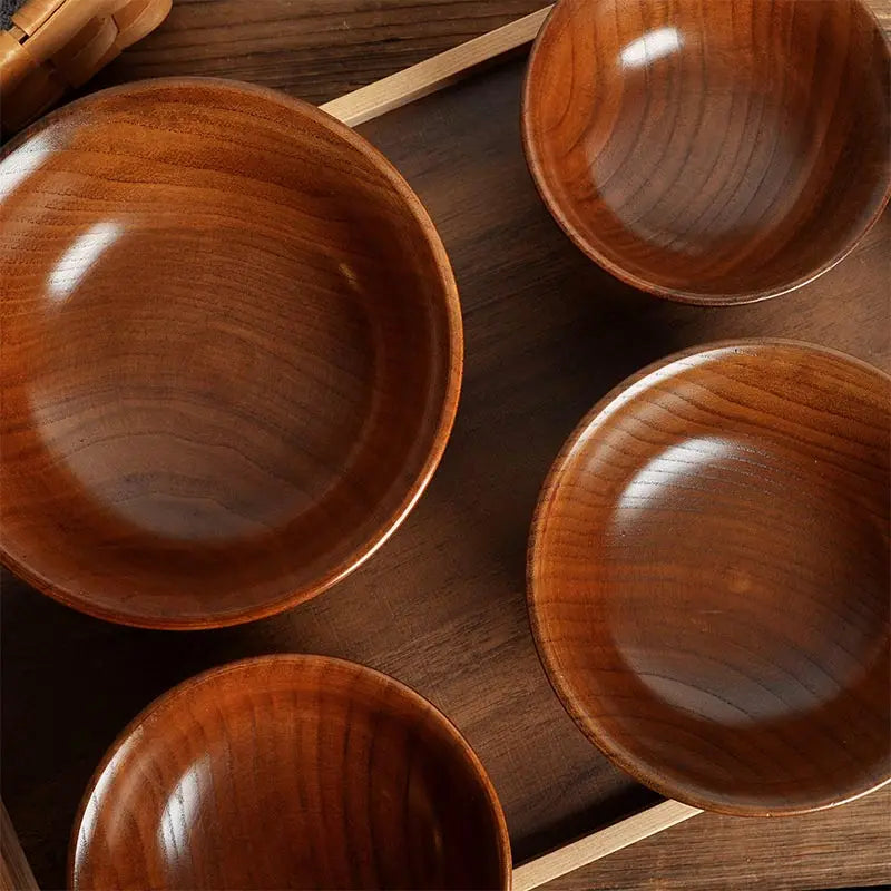 Natural Wood Bowl Sauce Salads Salad Ramen Bowl