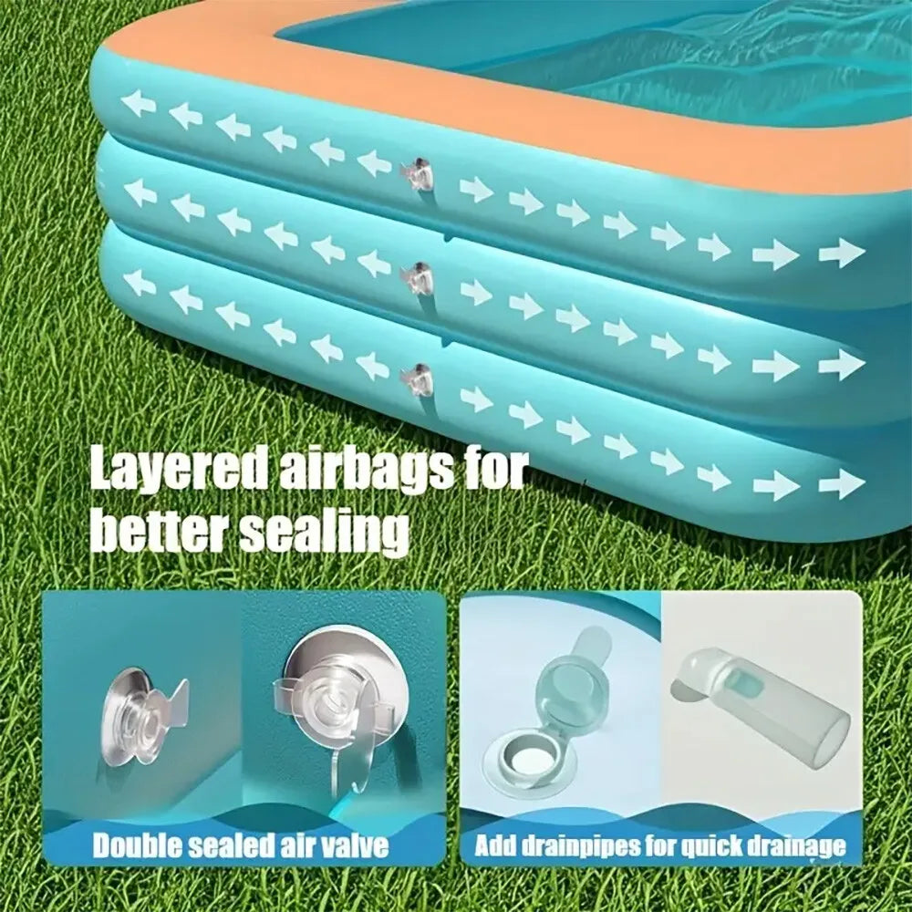 Outdoor Hot Tubs Family Inflatable Swimming Pool Thickened Large 102 by 63 by 22 inches
