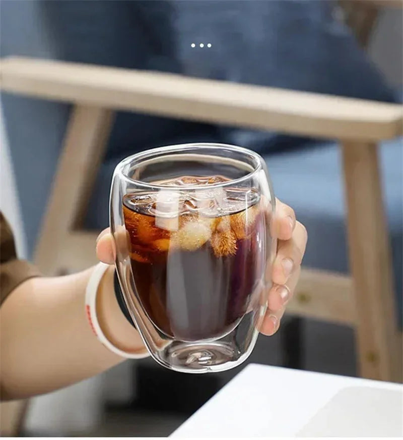5 Sizes Double Wall Insulated Glass Cup Clear Espresso Coffee Mugs