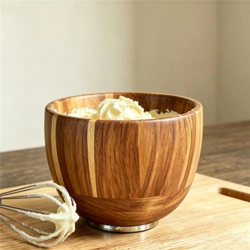 Wood Mixing Bowl 4.5& 5 QT Stand Mixers-Stainless Steel Locking Base