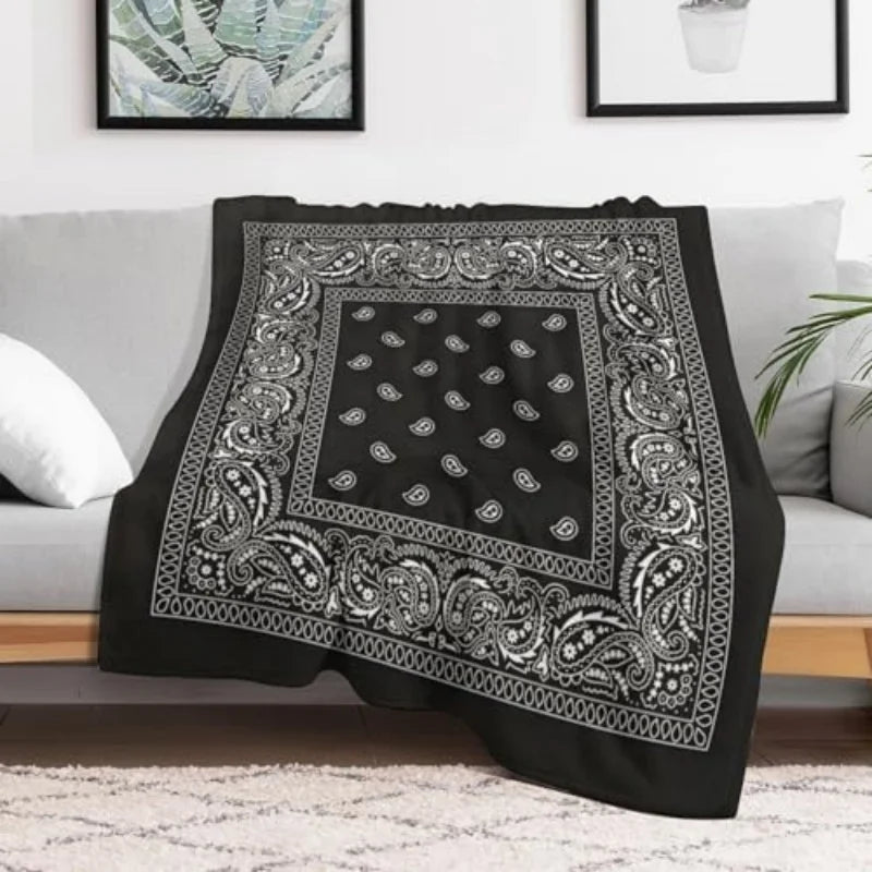 Black Paisley Art Blanket Soft and Warm Throw Super Soft Micro Plush Blanket