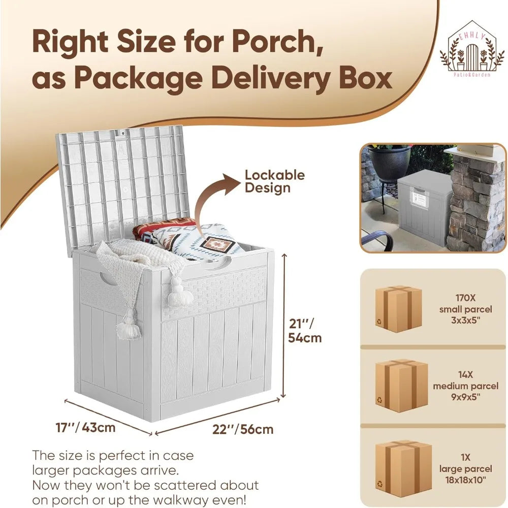 33 Gallon Deck Box Set of 2, Small Outdoor Storage Box Waterproof