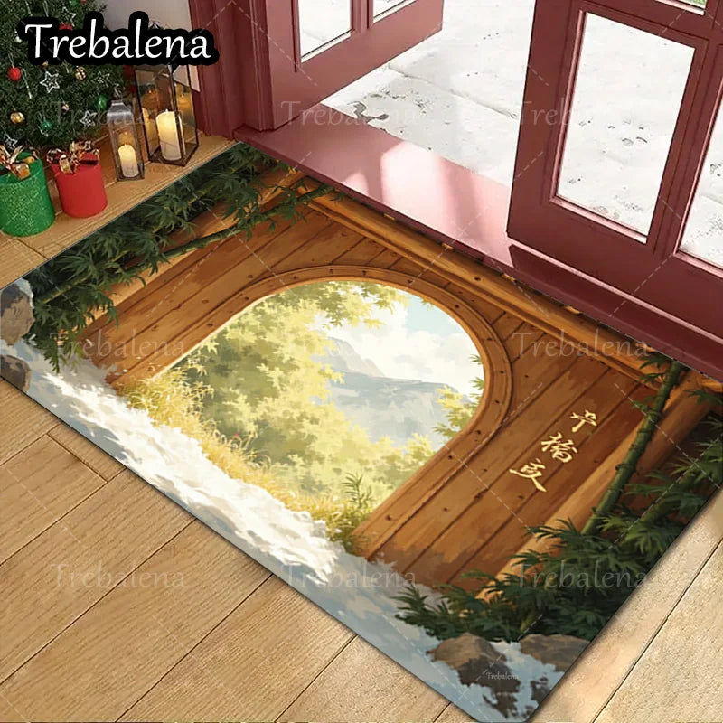 1pc Welcome Door Mat Indoor Outdoor Floor Garden View Rug