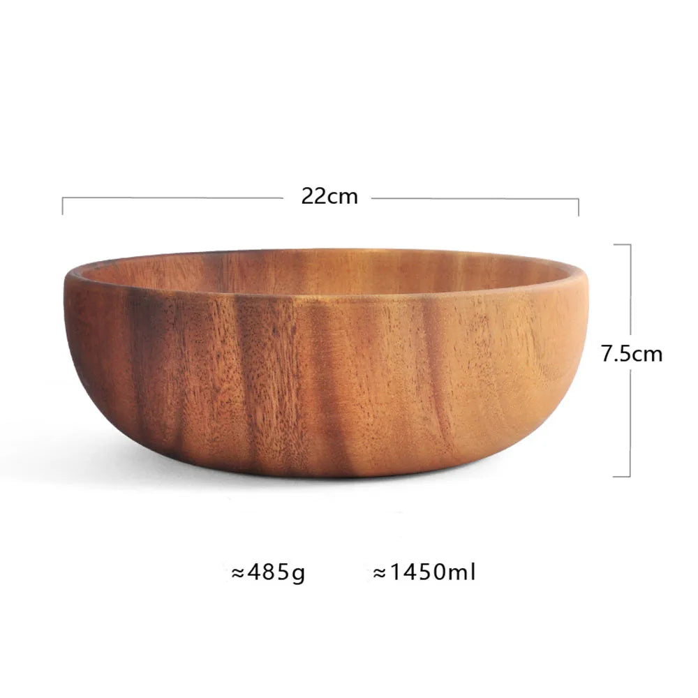 1Pcs Salad Bowl Natural Acacia Wood Handmade