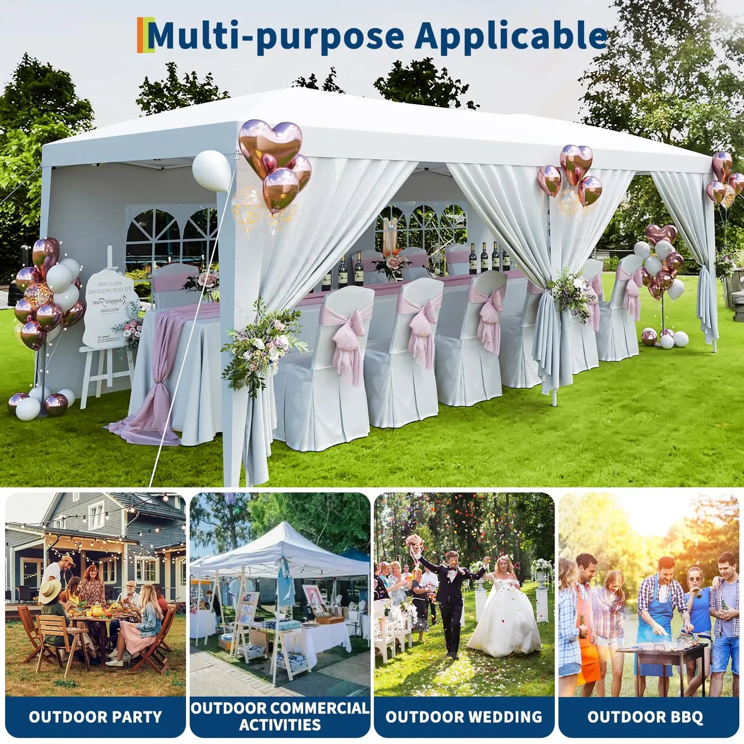 10x20 FT Pop Up Canopy Tent, Heavy Duty Waterproof Shelter