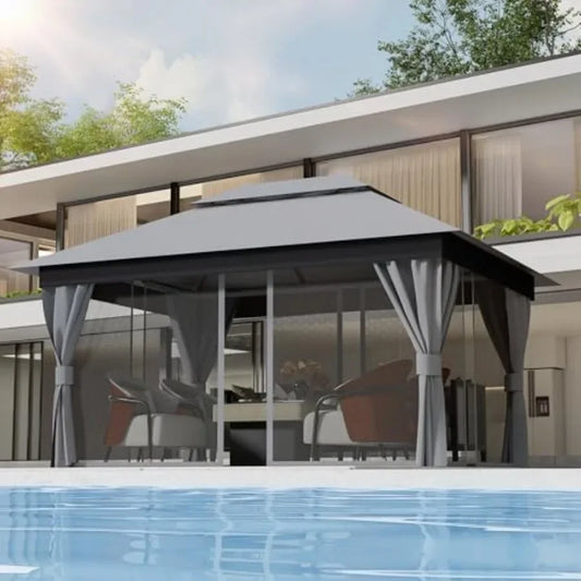 Outdoor Gazebo for Patio 10'x13' - Heavy DutyDouble Roofs
