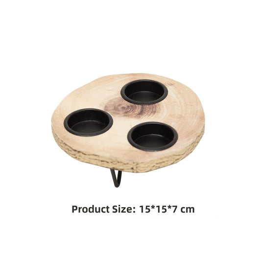 Wooden Candlestick Utensils Log Iron Candlestick