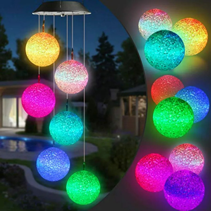 Solar Wind Chime, Color Changing Ball Wind Chimes, LED Mobile