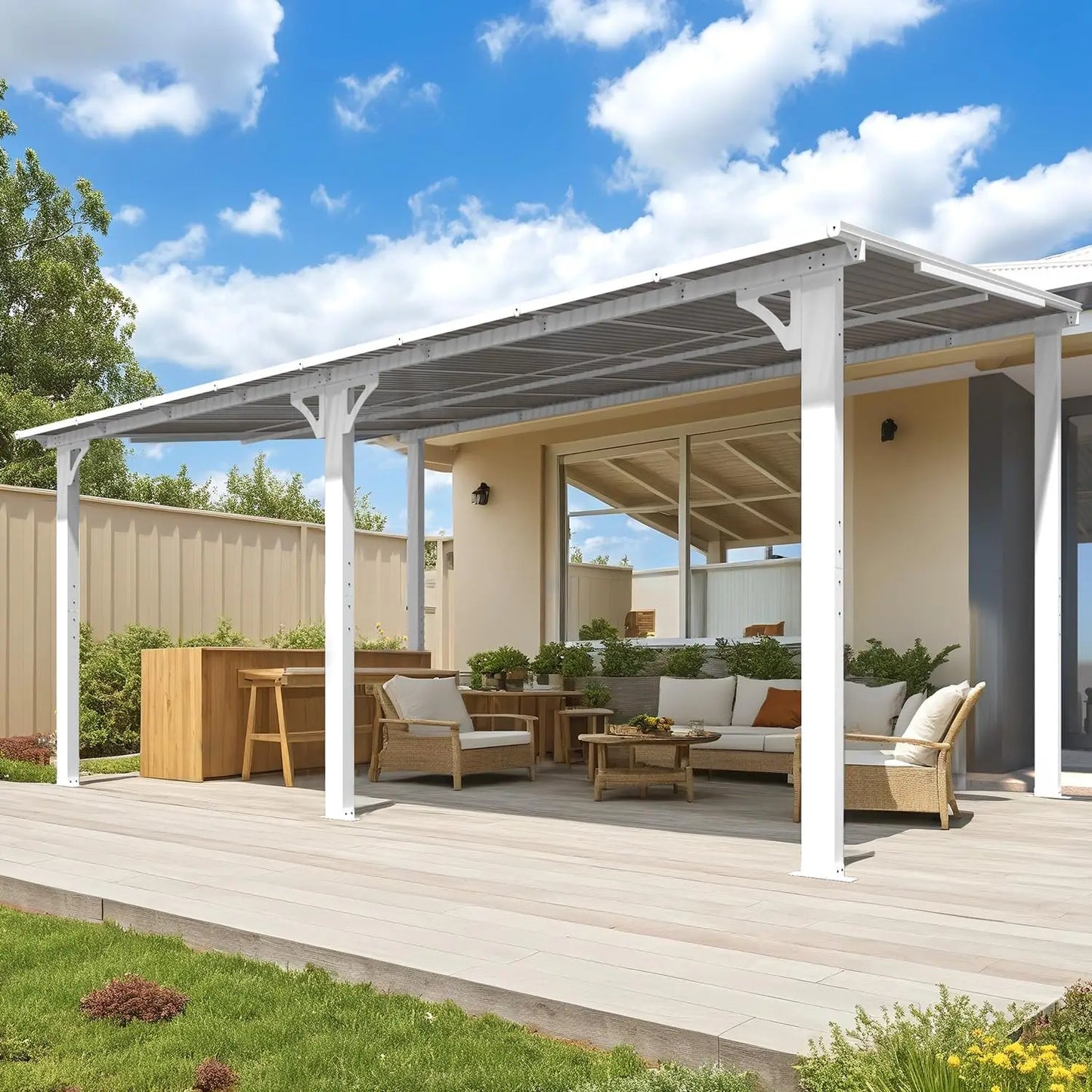 16' X 10' Gazebo White Outdoor Pergola for Patio