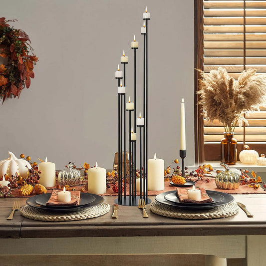 2Pcs Black 9 Arm Floor Candle Holder Candelabra