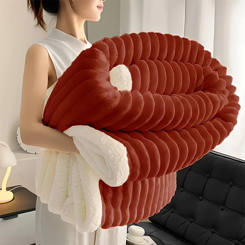 1pc Weighted Fleece Blanket -Soft, Warm, Throw