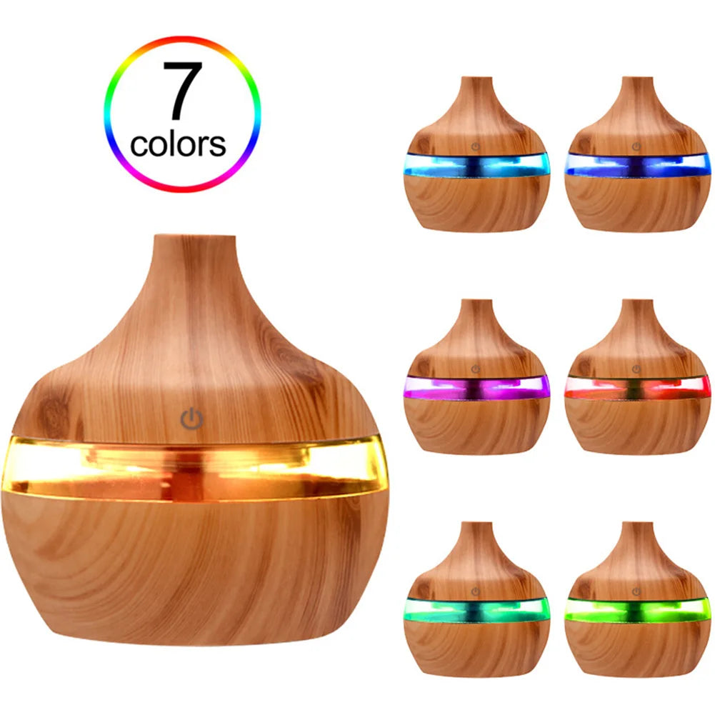 300mL Aroma Essential Oil Diffuser Wood Grain Air Humidifier