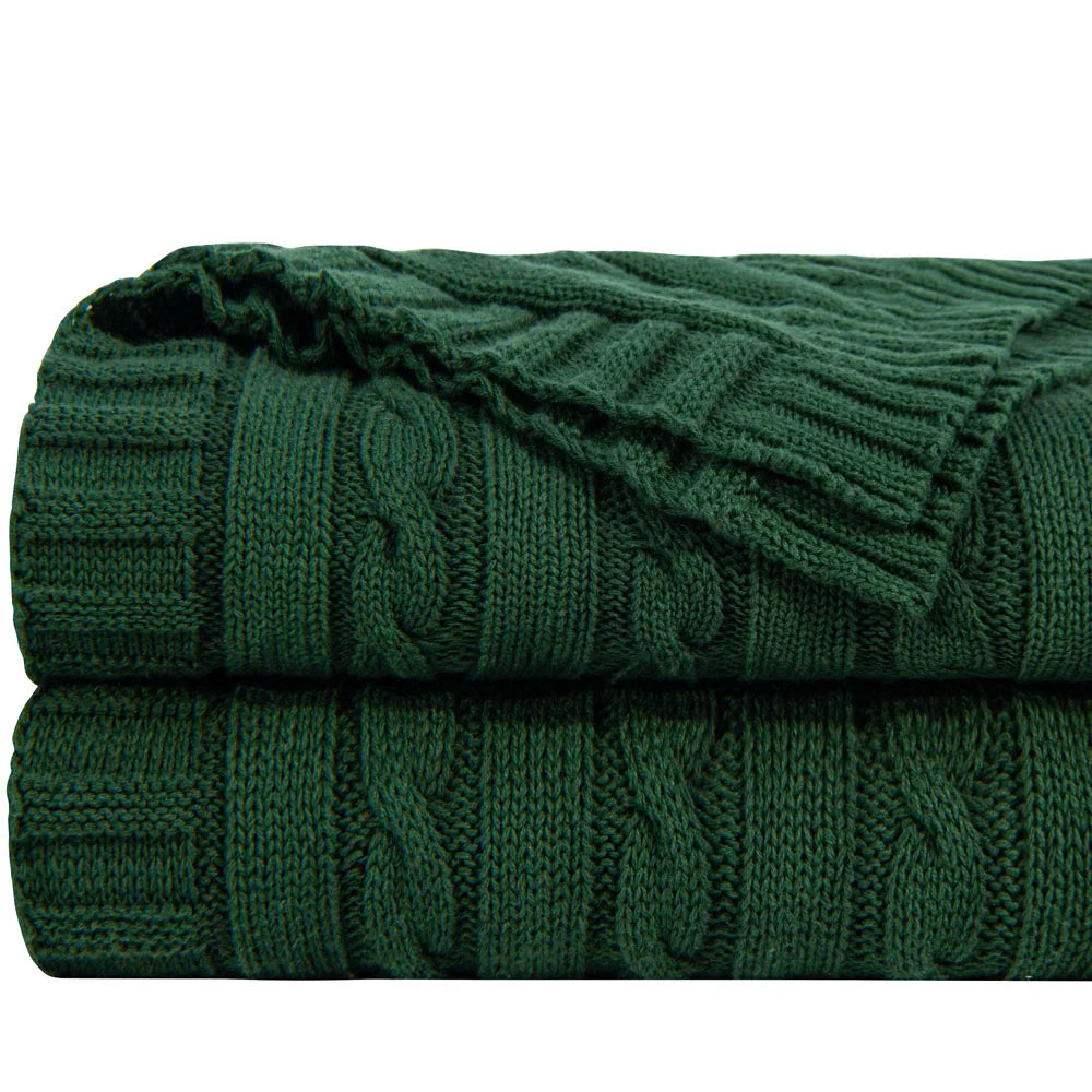 100% Cotton Cable Knit Throw, Super Soft Warm