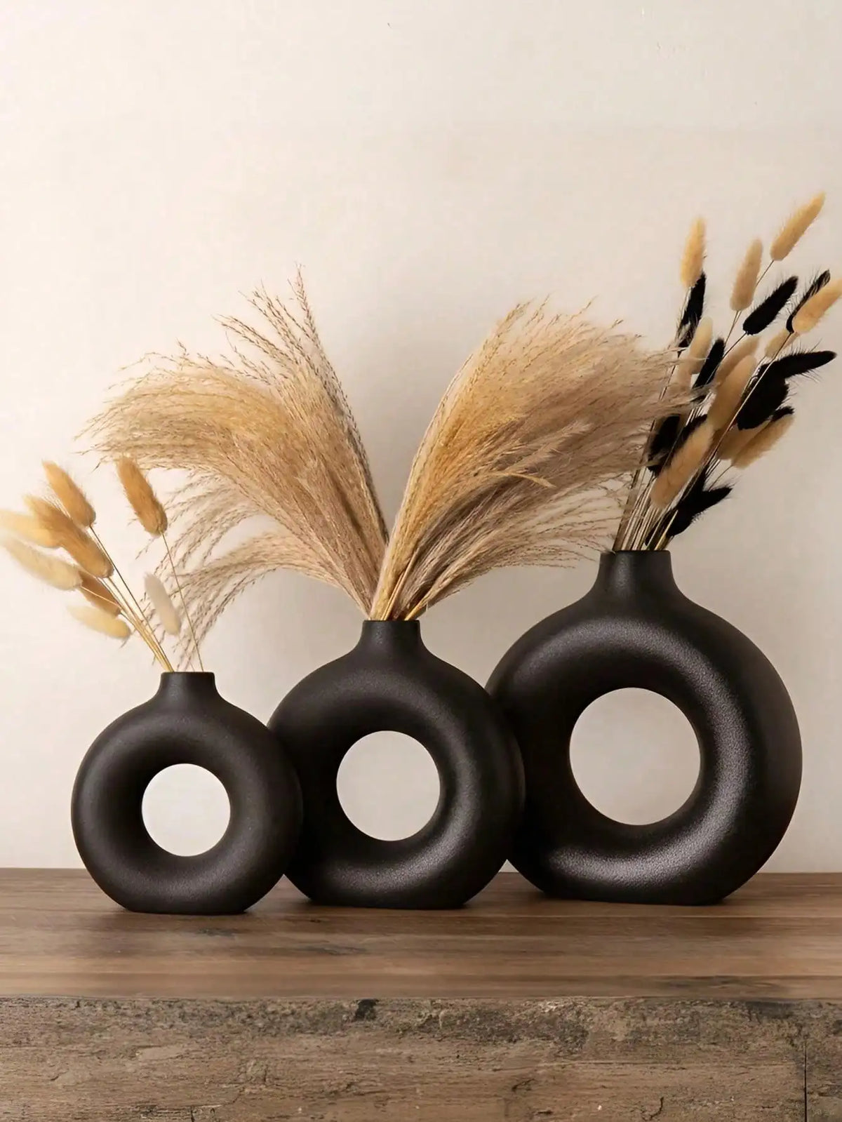 1pc Black Plastic Circular Flower Vase