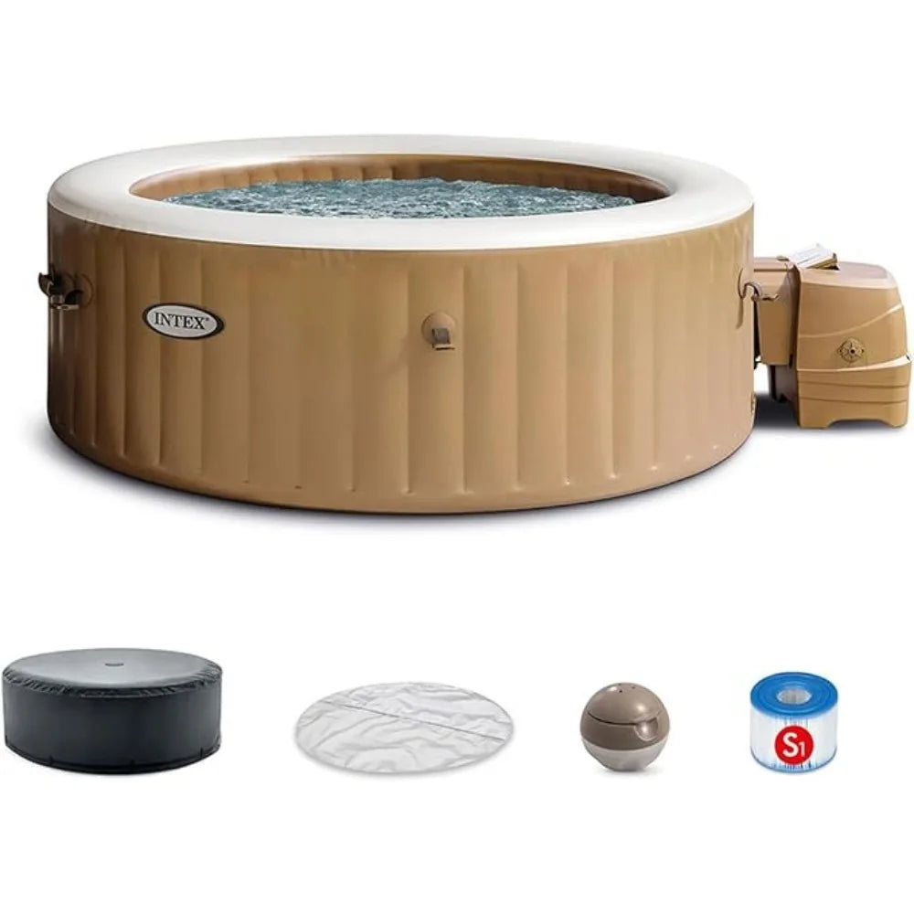 Outdoor Inflatable Hot Tub with Spa Cover, 6 People