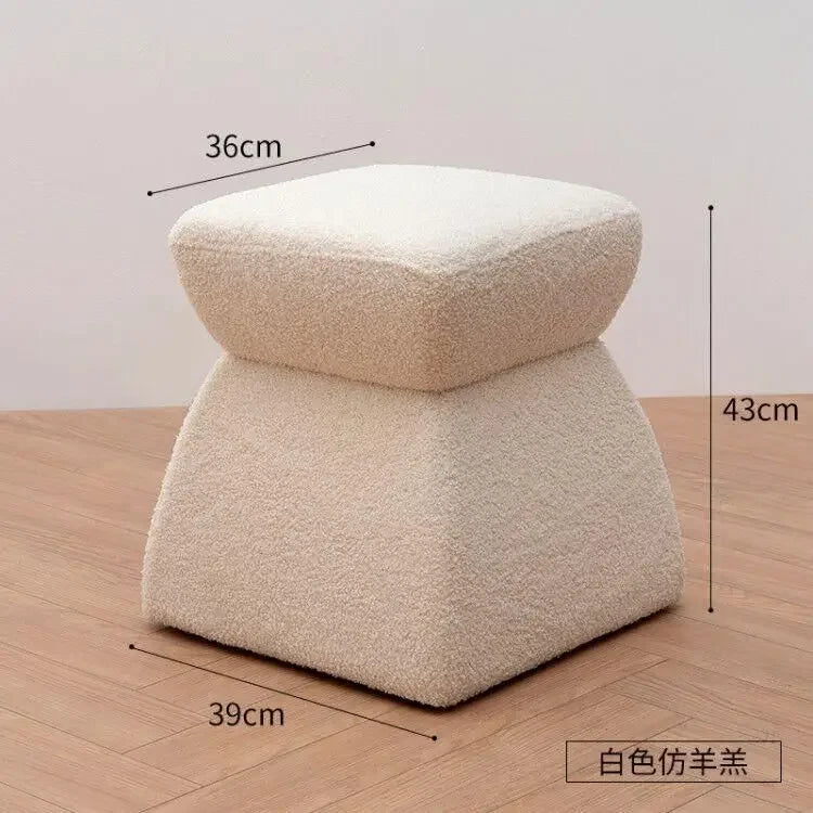 Nordic Ottoman Sitting Pouf Stool - Wooden Vanity Chair