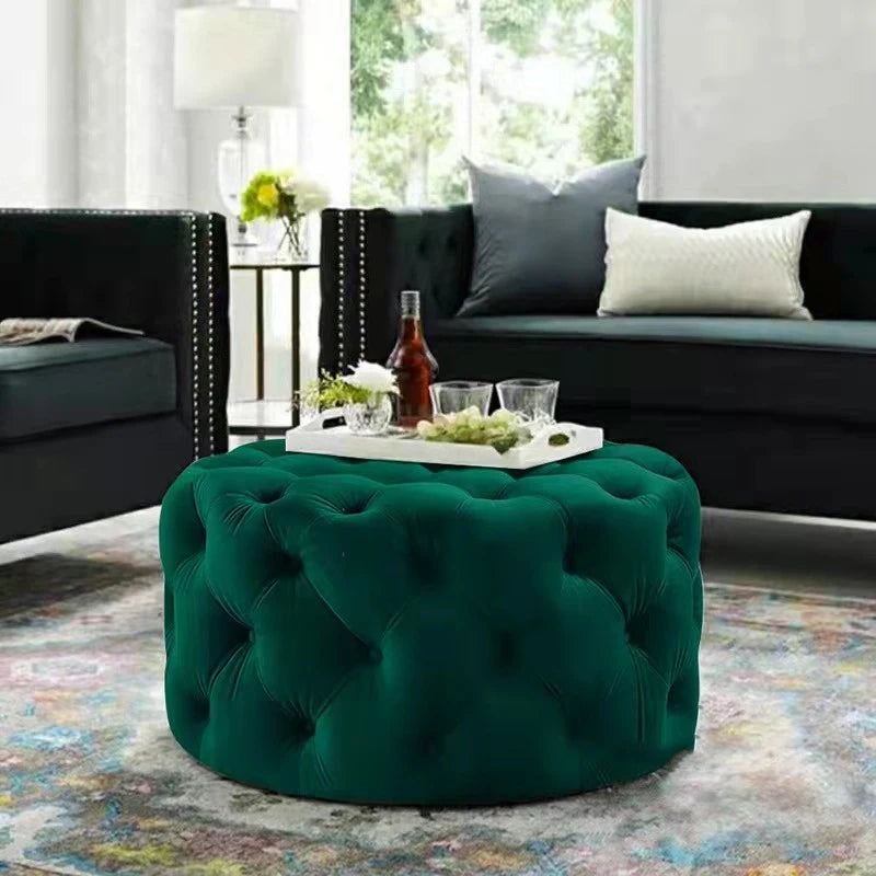 Velvet Round Ottoman Luxury Sofa Pouf