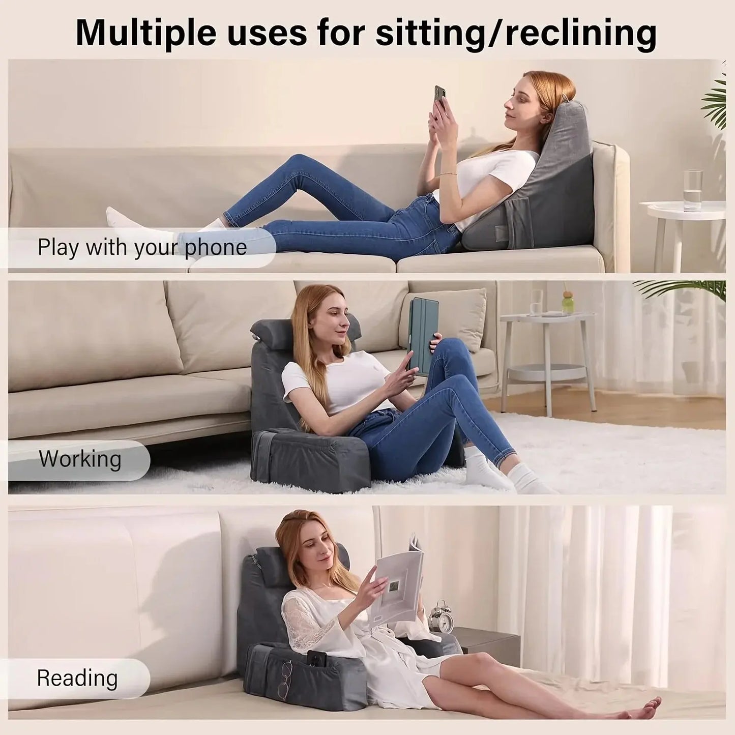Bedrest Back Pillow for Reclining/Gaming/Resting/Watching TV,