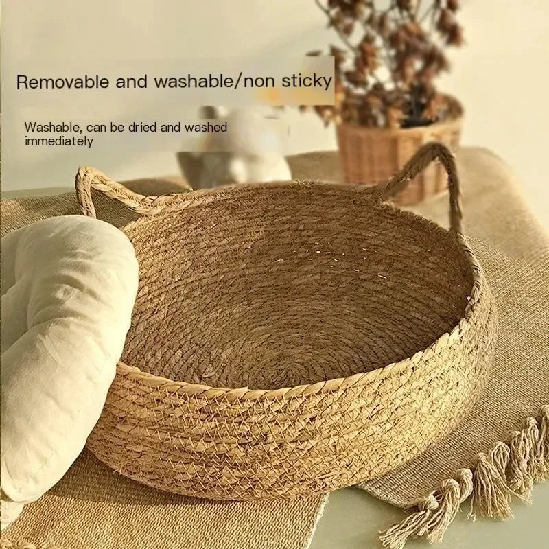 Pure hand-woven rattan nest  pad removable washable