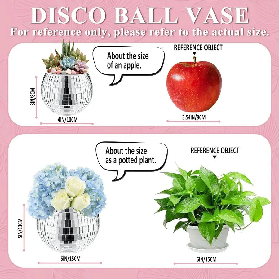 PCS Silver Disco Ball Vase,Glass  Planter Candle Holder Vase