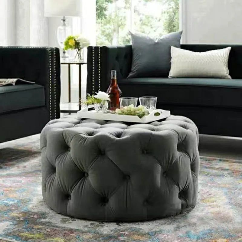 Velvet Round Ottoman Luxury Sofa Pouf