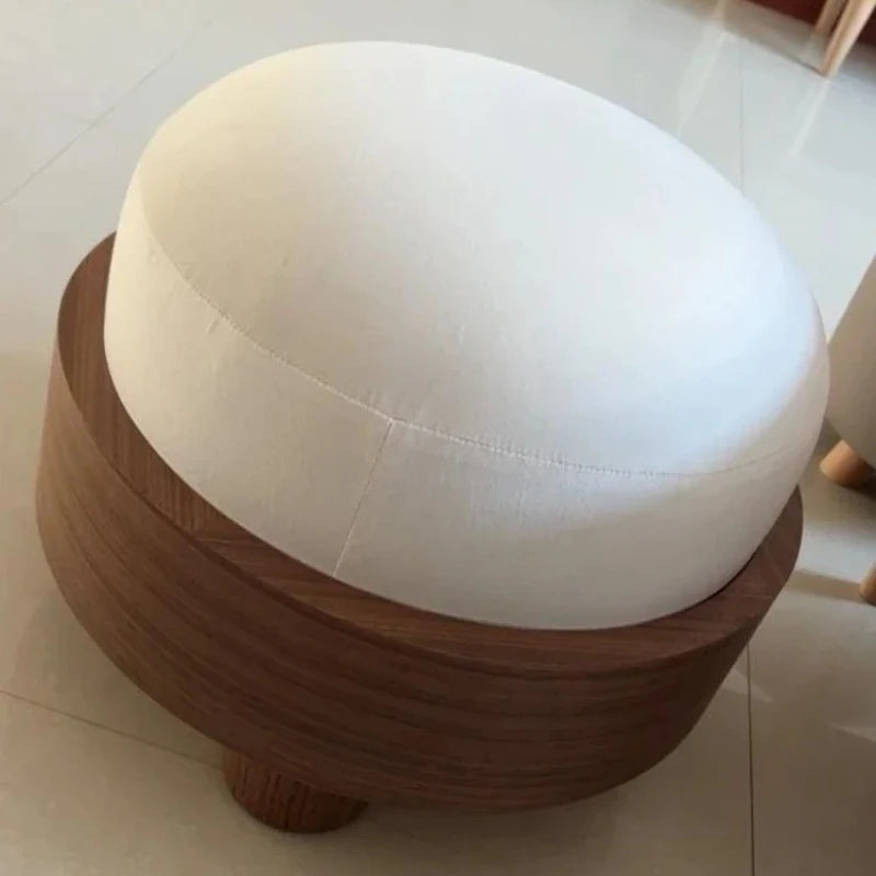Pouf Furniture Stool Solid Wood Low Shoe Changing