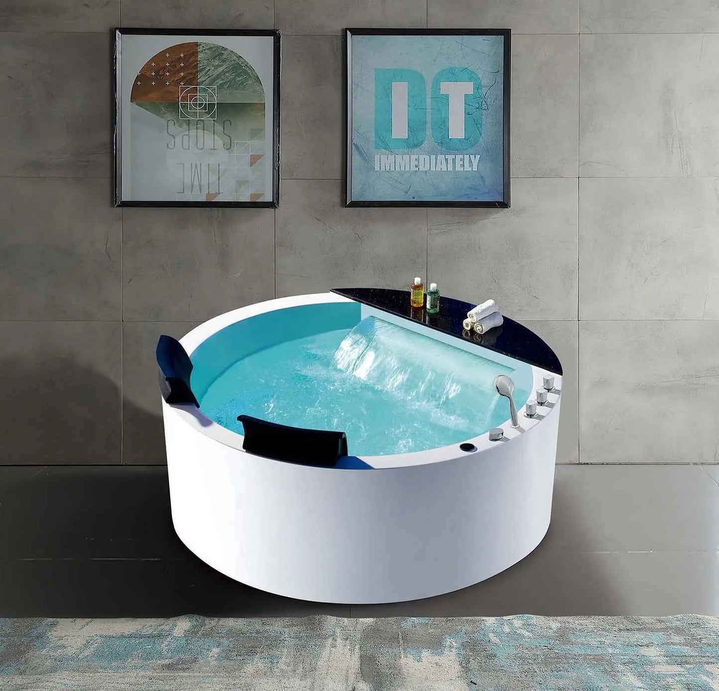 Round Whirlpool Bathtub Acrylic Hydromassage Waterfall  Hot Tub