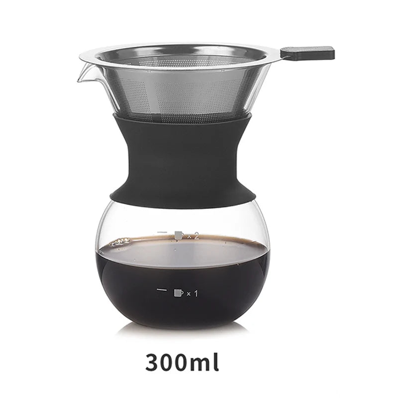 Pour Over Coffee Maker Set - Reusable Stainless Filter