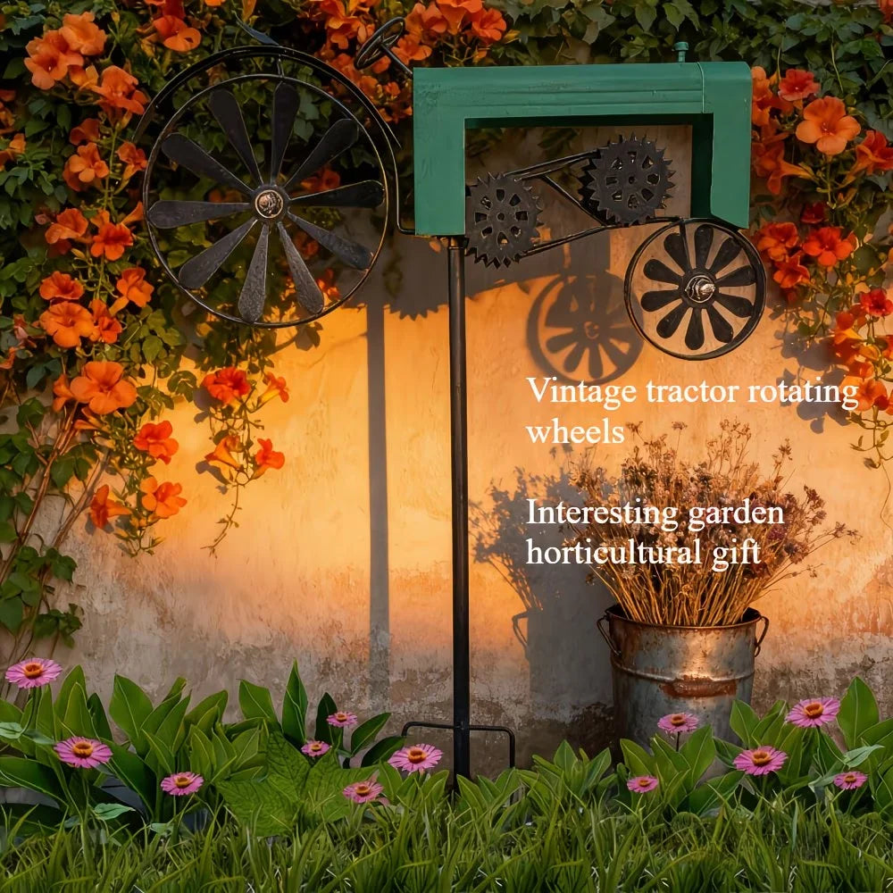 Tractor Windmill with Stake, Windmill, Metal Tractor Wind Spinner
