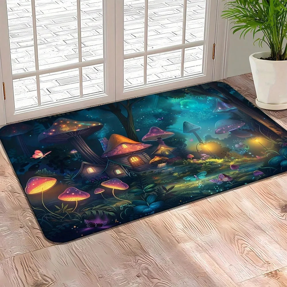 1pc Fantasy Mushroom Doormat, Magical Forest Non-Slip Floor Mat