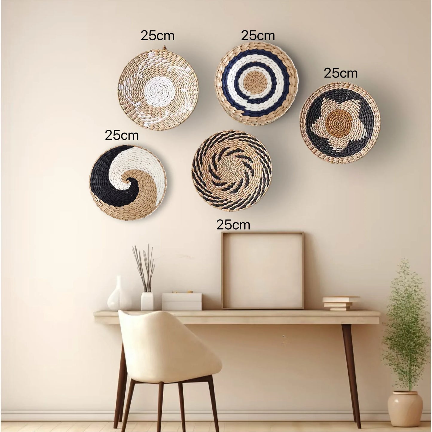 Boho Straw Wall Decor Grass Weaving Woven Tassel Wall Hanging