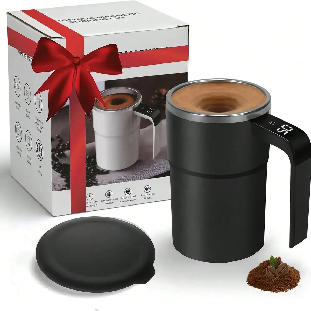 Automatic Stirring Coffee Mug With Temperature Display, USB-Rechargeable