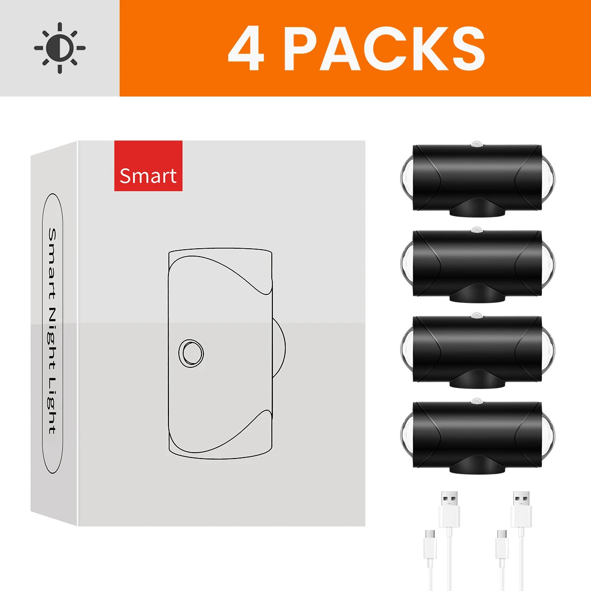 LED Motion Sensor Lights, 3 Modes, 8 Lighting Colors, USB