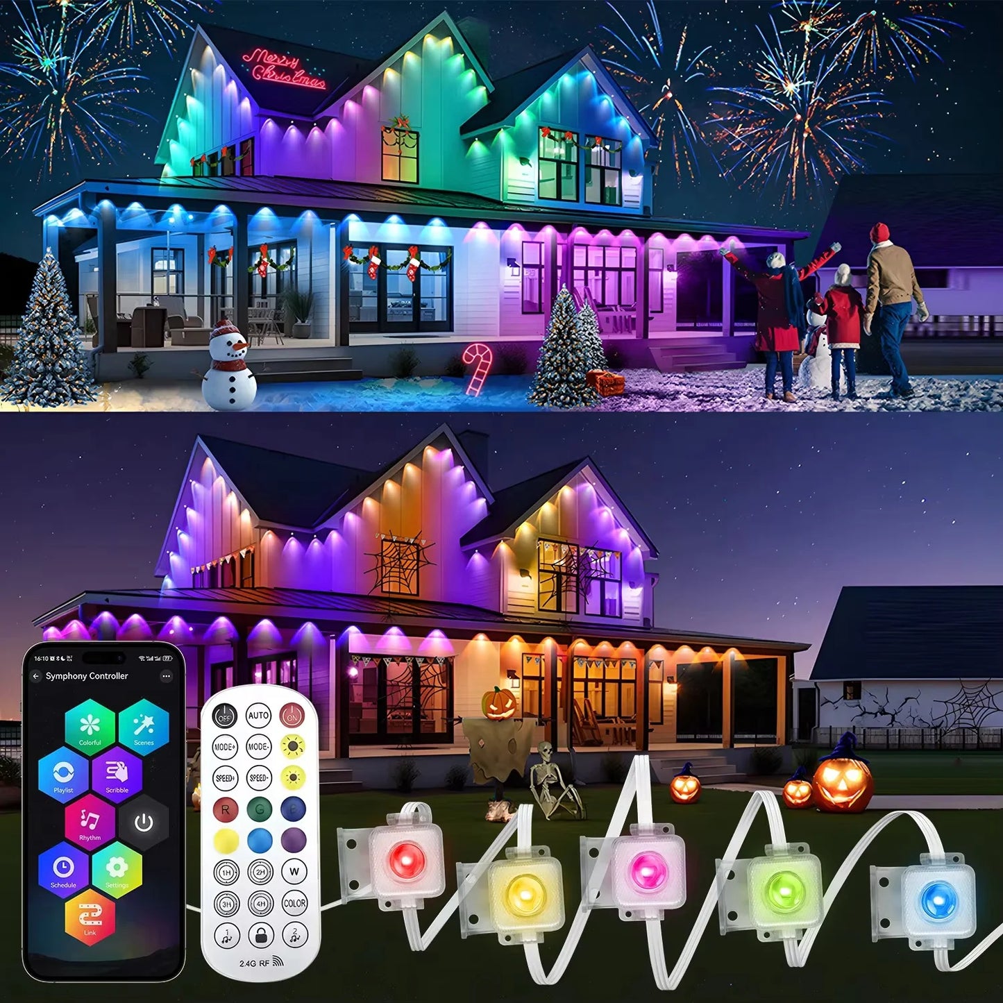 Smart Permanent Outdoor Lights Eaves Lights IP67 Waterproof Light String