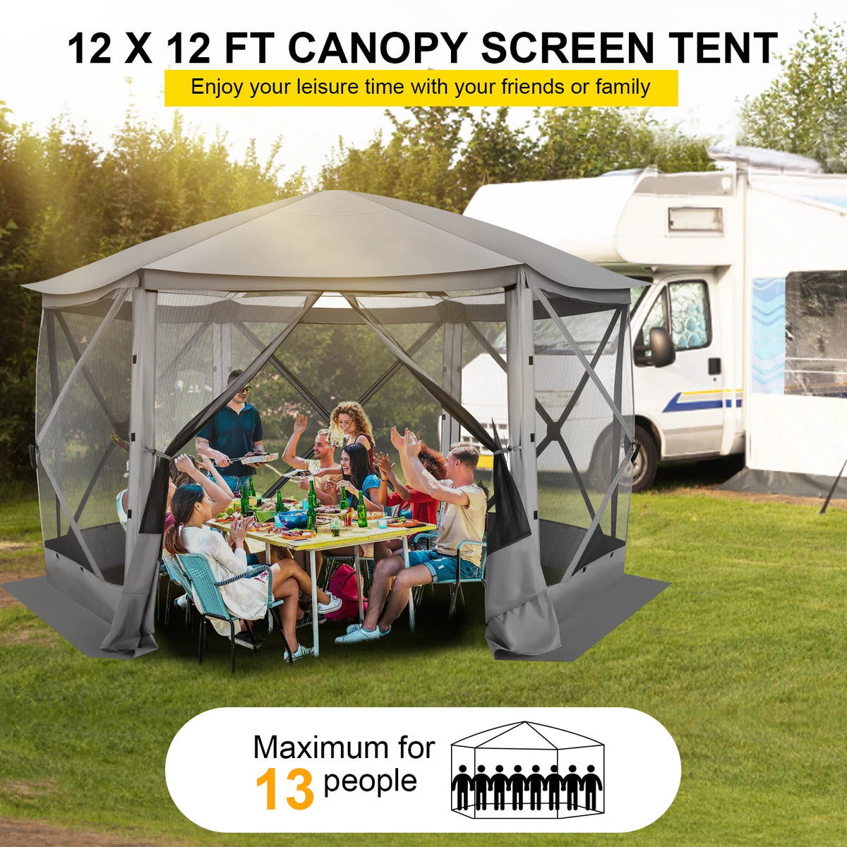 Pop up Gazebo Screen Tent Screen House for Camping, 12x12