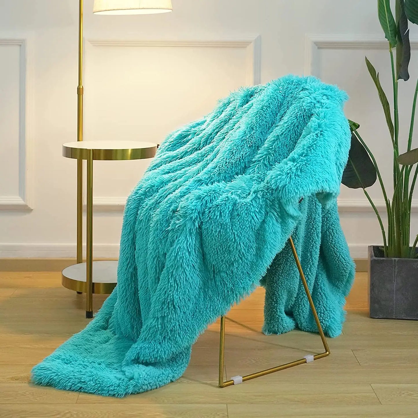 Fluffy Blanket Throw Solid Color Shag Plush