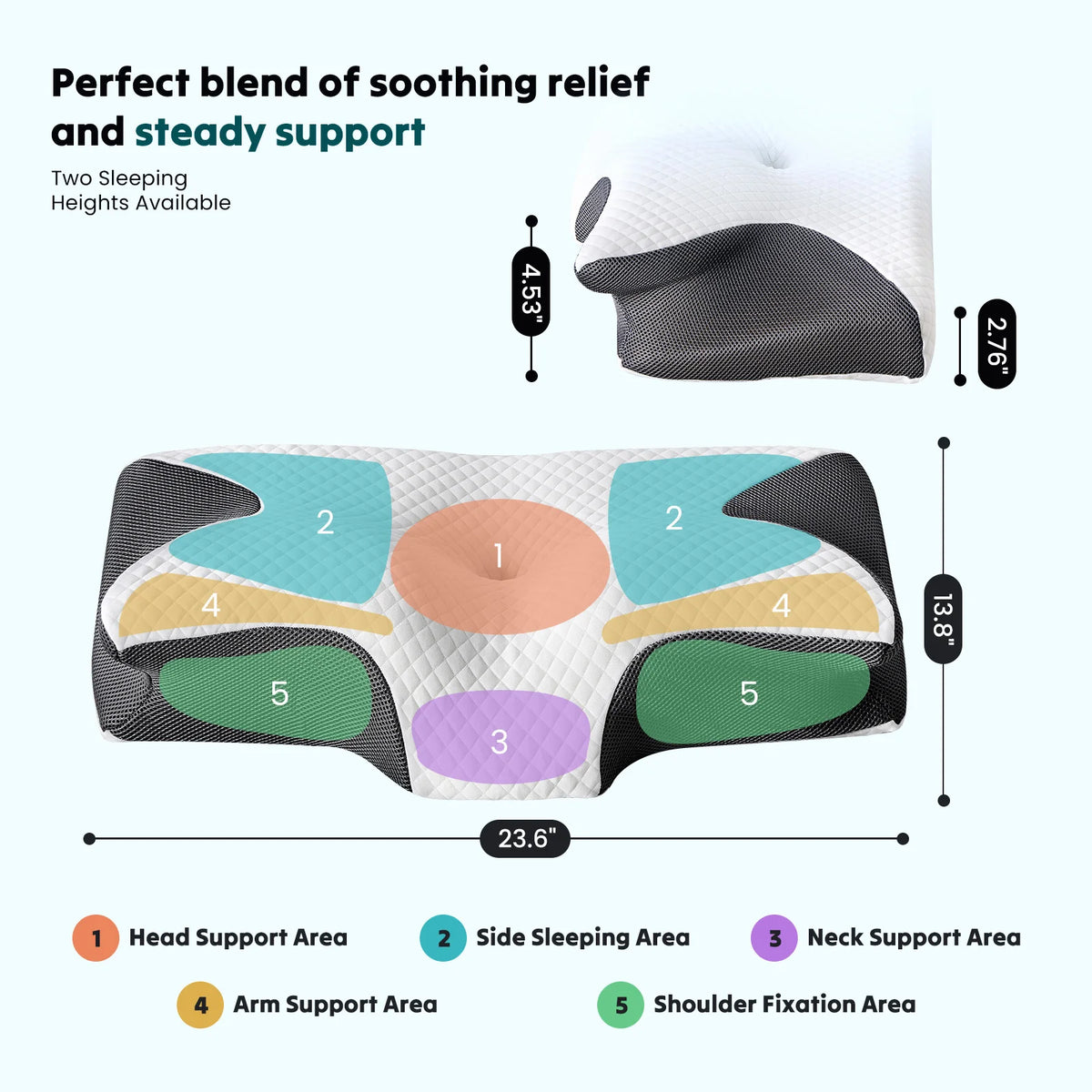 23.6" Largex13.8" Wide Cervical Neck Pillow Memory Foam