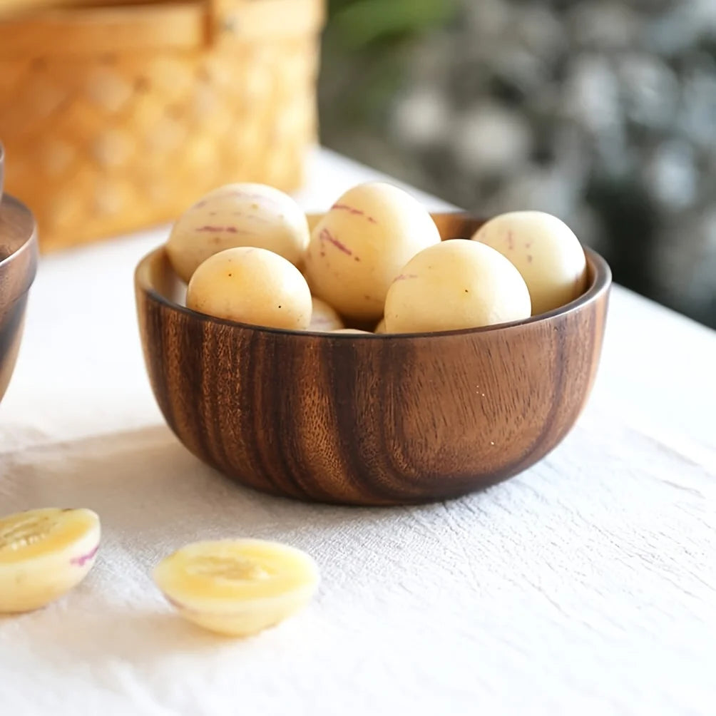 2 Pack Acacia Wooden Serving Bowls, 10*6cm