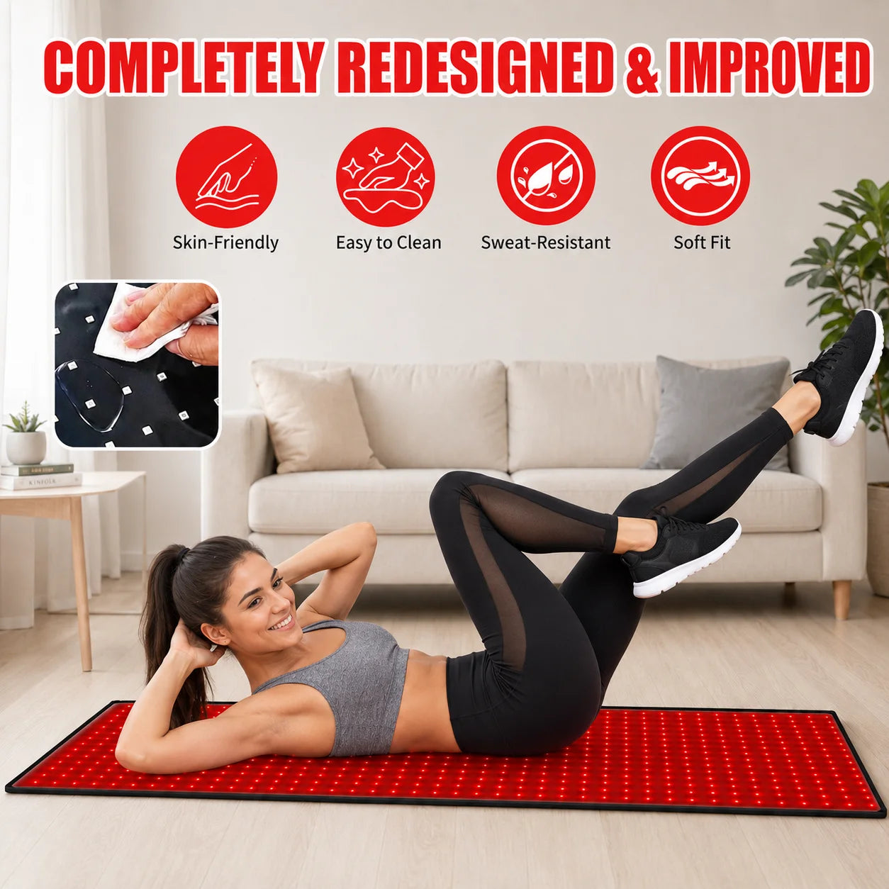 Red Light Therapy Mat 660nm& 850nm Red Light Therapy Pad